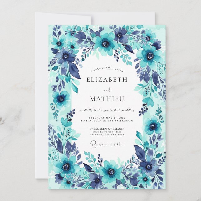 Convite Teal Bountiful Summer Wedding (Frente)