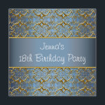 Convite Teal Bue 18th Teal 18th<br><div class="desc">Azul lacrimogêneo e convite de aniversário 18º da mulher. Personalize com sua escolha de estilo de fonte e cor de fonte.</div>