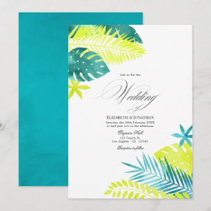 Convite Teal - Casamento Tropical de Turquesa e Lemon