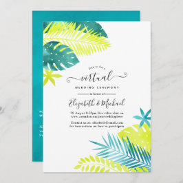Convite Teal - Casamento Virtual Tropical Turquoise & Lemo