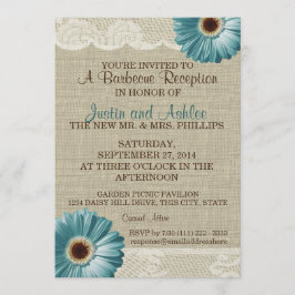 Convite Teal Daisy e Recepção de casamento de CHURRASCO Bu