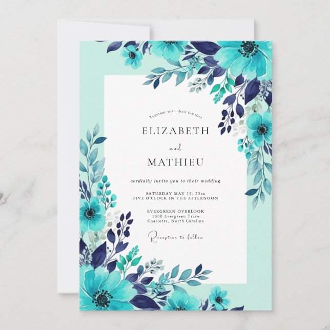 Convite Teal Dazzling Summer Wedding (Frente)