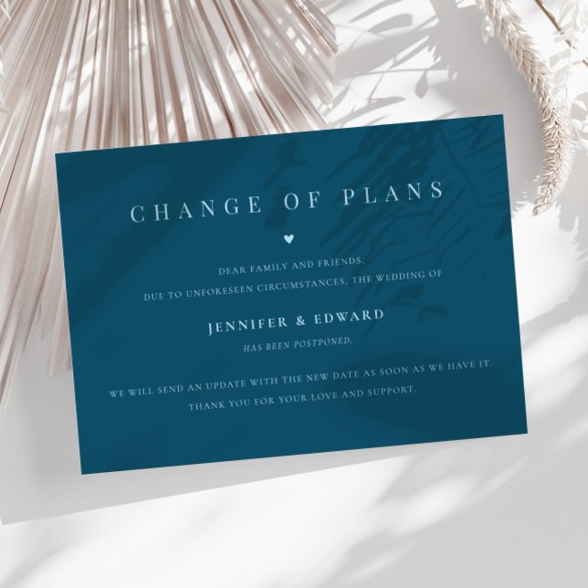 Convite Teal de Adiamento de Casamento Minimalista (Criador carregado)