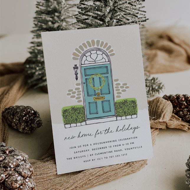 Convite Teal Door Holiday House Party (Criador carregado)
