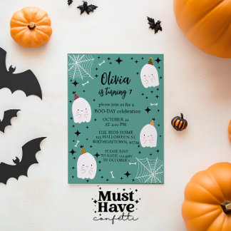 Convite Teal dos Fantasmas do Halloween