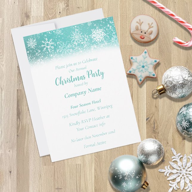 Convite Teal dos Flocos de Neve de Natal (Criador carregado)