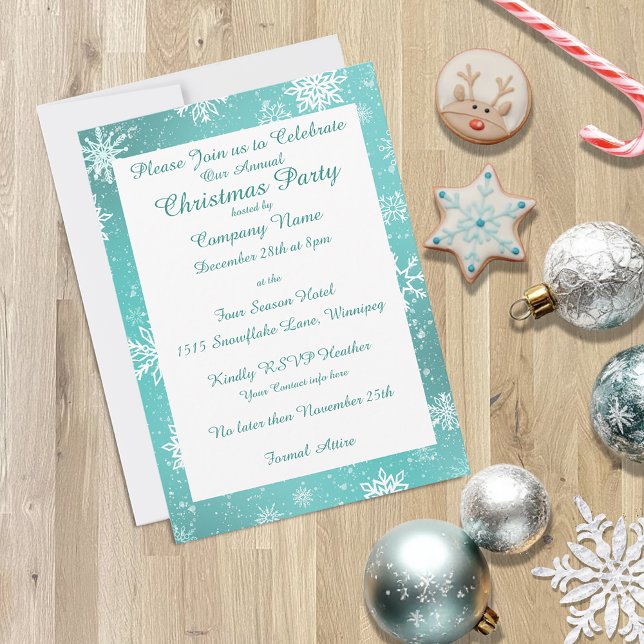 Convite Teal dos Flocos de Neve de Natal (Criador carregado)