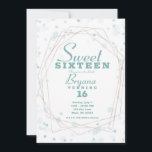 Convite Teal Dots Rosa Geométrico Moderno Dourado Sweet 16<br><div class="desc">Personalizar para qualquer evento.</div>