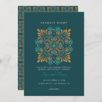Teal Dourado Branco Mandala Mehndi Sangeet