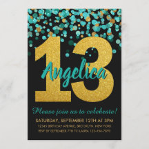 Teal Dourado Glitter Confetti Black 13 - Aniversár