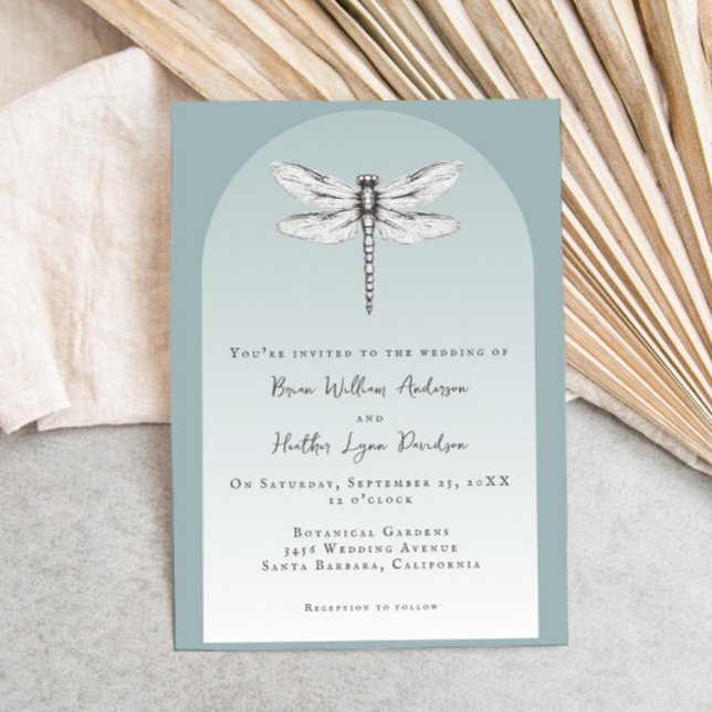 Convite Teal Dragonfly Wedding (Teal Dragonfly Wedding Invitation)