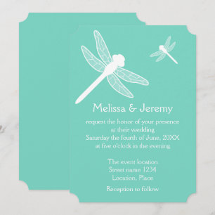 Convite Teal Dragonfly Wedding