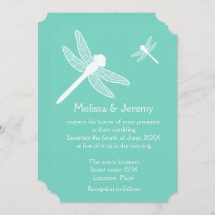 Convite Teal Dragonfly Wedding