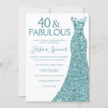 Convite Teal Dress 40 e Fabuloso aniversário de 40 anos<br><div class="desc">Teal Dress 40 e Fabulosas Variações de Convite de festas de aniversário de 40 anos para o convite e itens correspondentes na nossa loja</div>