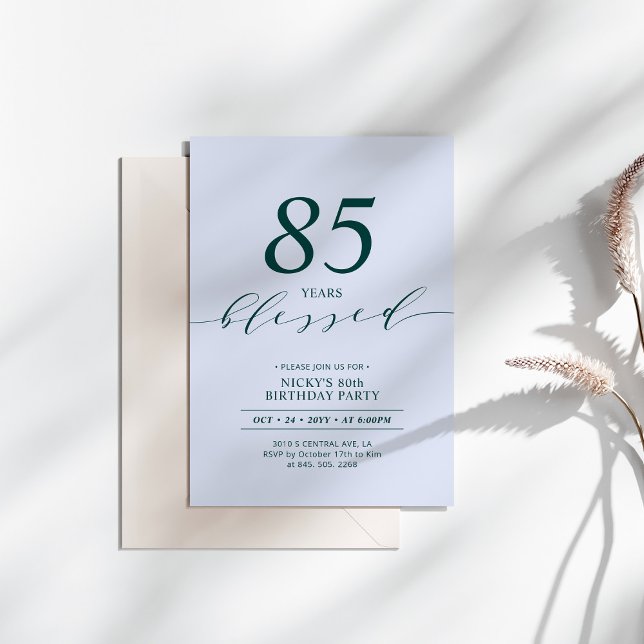 Convite Teal e Azul | Festa de aniversário 80 Amada Por 80 (Criador carregado)