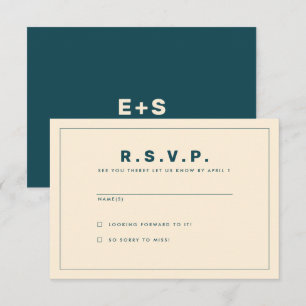 Convite Teal e Beige Wes Anderson inspiraram placa RSVP