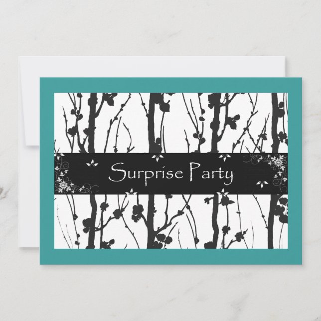 Convite Teal e Black All Occasion Surprise Party (Frente)