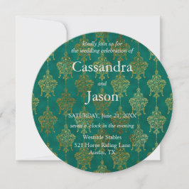 Convite Teal e Dourado Casamento