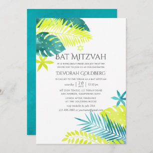 Convite Teal e Lemon Tropical Bat Mitzvah