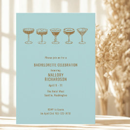 Convite Teal Espresso Martini - Bachelorette com código QR