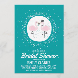 Convite Teal Flamingo Bride & Groom (qualquer even