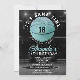 Convite Teal Girls Basball Birthday