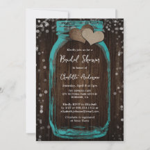 Teal Mason Jar Wood Rustic Bridal Shower