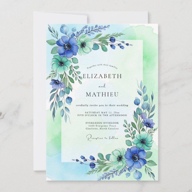 Convite Teal Mint Ethereal Spring Wedding (Frente)