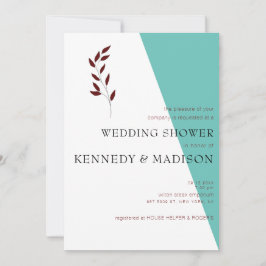 Convite Teal Monograma 💍 Chá de panela Geométrico Moderno