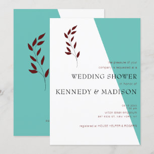 Convite Teal Monograma Geométrico Casamento Maravilhoso