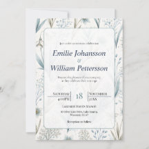 Teal Nordic Floral Wedding Elegant Minimal
