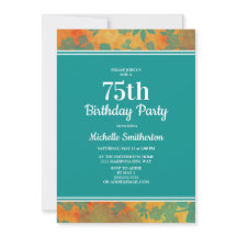Teal Orange Floral 75ª Festa de aniversário