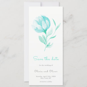 Convite Teal Peonies Salvar a Data