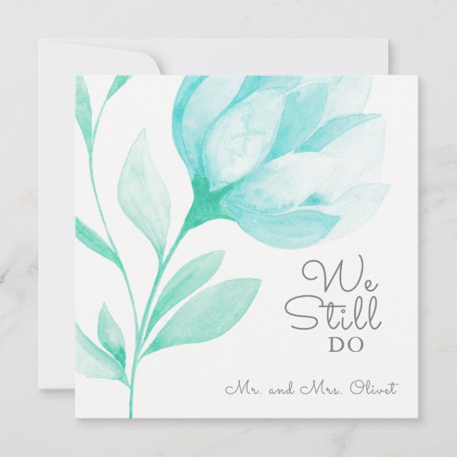 Convite Teal Peonies Vow Renewal 25 anos (Frente)