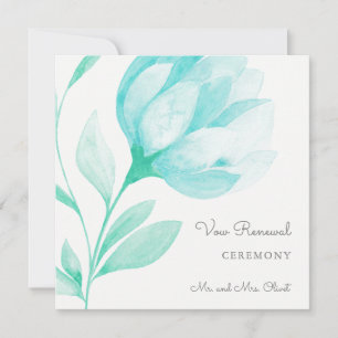 Convite Teal Peonies Vow Renewitation