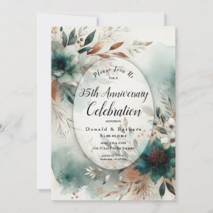 Convite Teal Petals no Bronze Bloomment Party