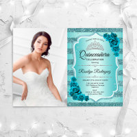 Teal Photo Elegant Quinceanera