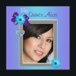 Convite Teal Purple Daisy Photo Quinceanera<br><div class="desc">Foto de margarida violeta teal Quinceanera convite.</div>