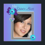 Convite Teal Purple Daisy Photo Quinceanera<br><div class="desc">Foto de margarida violeta teal Quinceanera convite.</div>