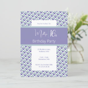 Convite Teal Purple Magnolia Purple Sweet 16º Aniversário