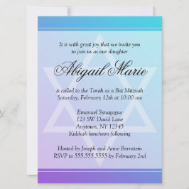 Convite Teal Purple Star de David Bat Mitzvah