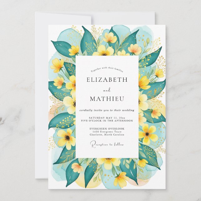 Convite Teal Radiant Summer Wedding (Frente)