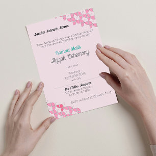Convite Teal Rosa, Brilhante, Chá de fraldas de Aqiqah par