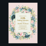 Convite Teal rosa Vintage Floral Women's 60th Birthday<br><div class="desc">Elegante cor-de-rosa-pincel e creme de marfim aqucolor floral vintage 60º convite de aniversário para mulheres. O texto deste cartão é completamente personalizável,  por isso é design para qualquer pessoa de qualquer idade ou para qualquer ocasião especial. Entre em contato comigo para obter assistência.</div>