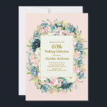 Convite Teal rosa Vintage Floral Women's 60th Birthday<br><div class="desc">Elegante cor-de-rosa-pincel e creme de marfim aqucolor floral vintage 60º convite de aniversário para mulheres. O texto deste cartão é completamente personalizável,  por isso é design para qualquer pessoa de qualquer idade ou para qualquer ocasião especial. Entre em contato comigo para obter assistência.</div>