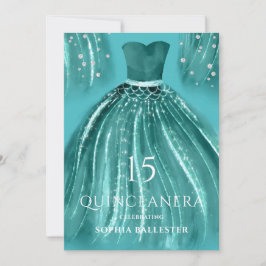 Convite Teal sob o mar, Sereia Quinceanera