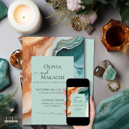 Convite Teal Terracotta de Agata Moderna Elegante