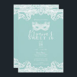 Convite Teal Turquoise Lace Mascarada Doce 16 Partido<br><div class="desc">Personalizar para qualquer evento</div>