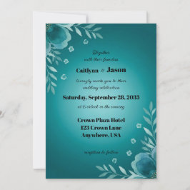 Convite Teal Whisper Blooms Wedding