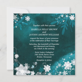 Convite Teal White Frosty Casamento no inverno